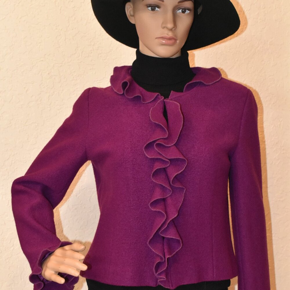 Collection by Pamela Purple Ruffled Italian Blazer Jacket US8/EU44- New w/o tag